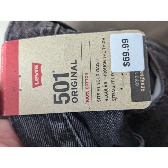 Levis 501 Original Fit Jeans Straight Leg Button Fly 100% Cotton Black SZ 34/32 - Picture 7 of 10